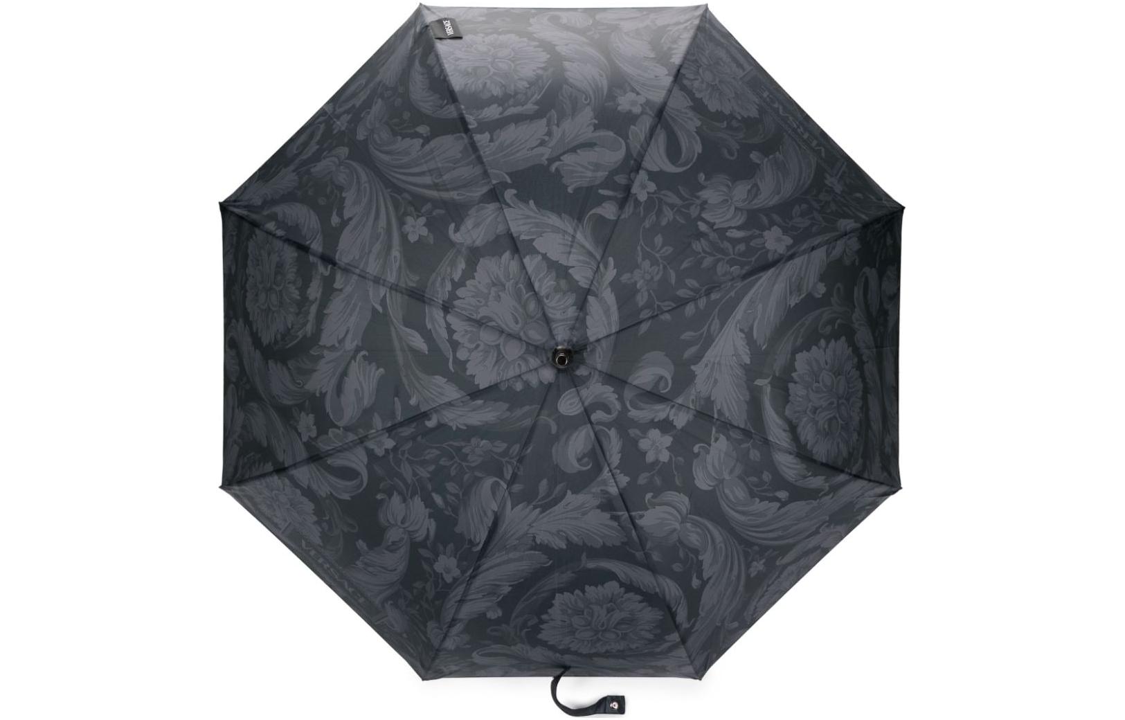 VERSACE Versace, black design foldable handle with velcro, umbrella, print