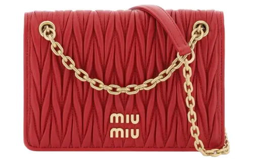 MIU MIU Matelassé Soft Sheep Leather Crossbody Bag, Shoulder Bag Women's Red