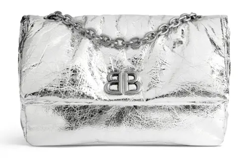Balenciaga Cow Leather Handbag, Shoulder Bag Women's Silver