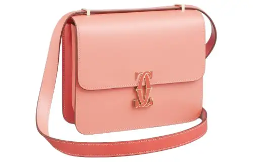 CARTIER C De Cartier Collection Calfskin Shoulder Bag, Crossbody Bag Mini Women's Coral