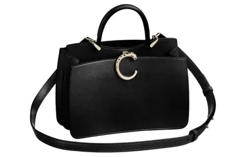CARTIER PANTHÈRE Calfskin Shoulder Bag, Crossbody Bag Mini Women's Black