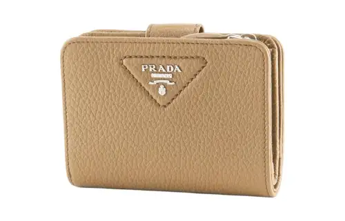 PRADA Leather Wallet Small Women's Camel