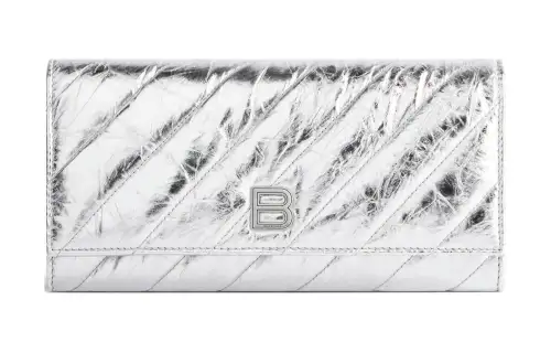 Balenciaga Crush Calfskin Shoulder Bag, Crossbody Bag, Wallet Women's Silver