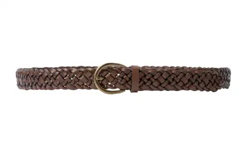 UNIQLO Solid Color Woven Pin Buckle Leather Belts Women's Brown Width 2.5cm