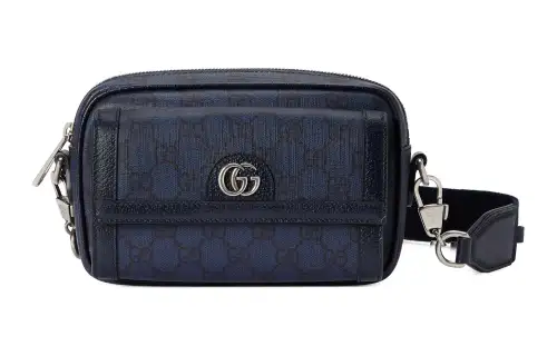 GUCCI Ophidia Canvas With Leather Shoulder Bag, Crossbody Bag Mini Men's Blue & Dark Blue