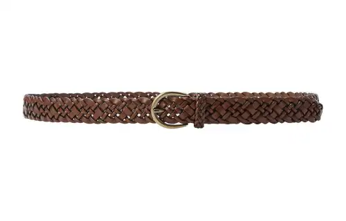UNIQLO Woven Design Pin Buckle Leather Belts Women's White/Brown Width 2.5CM