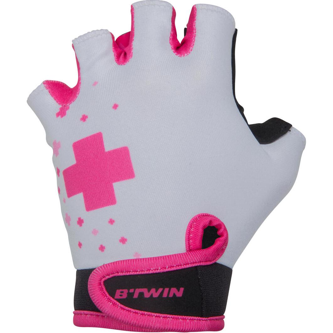 Decathlon DECATHLONB'TWIN wear-resistant, non-slip, sweat-absorbent, breathable, shock-absorbing, protective and other cycling equipment, cycling gloves, children's nylon, polyurethane, blush pink