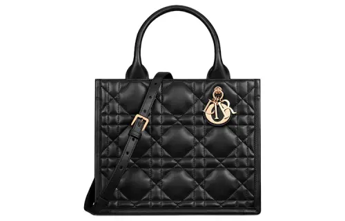 DIOR BookTote Cow Leather Handbag Small Women's Black