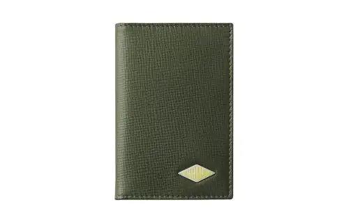 CARTIER Grain Calfskin Card Holder Women's Khaki Green