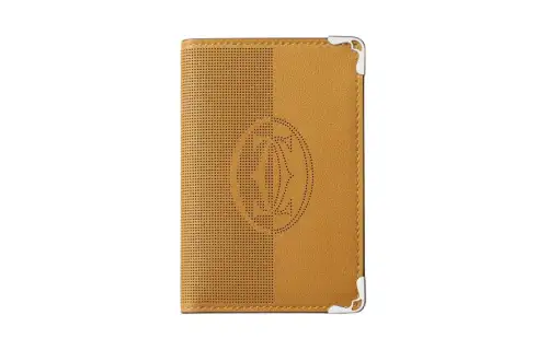 CARTIER Must De Cartier Calfskin Card Holder Card Holder Women's Brown Yellow