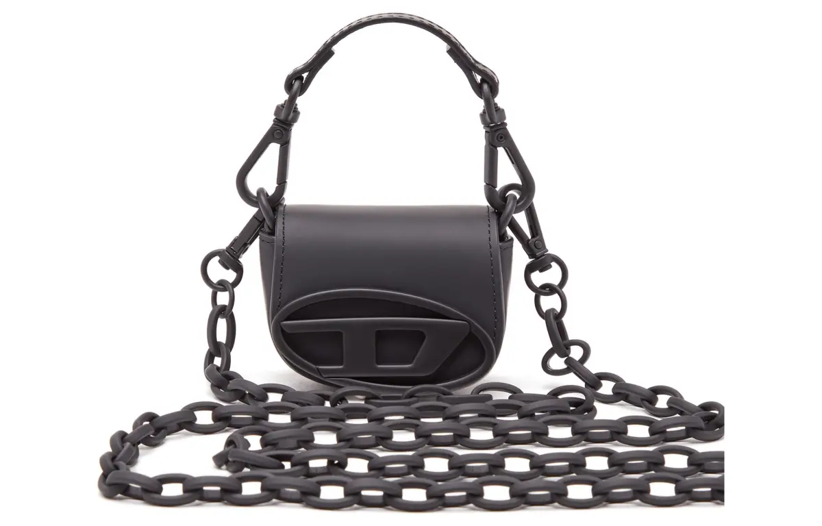 DIESEL Cow Leather Shoulder Bag, Crossbody Bag, Handbag Small Women's Black