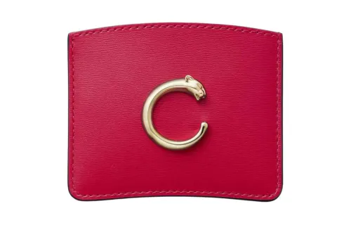 CARTIER PANTHÈRE Calfskin Card Holder Women's Poppy Red