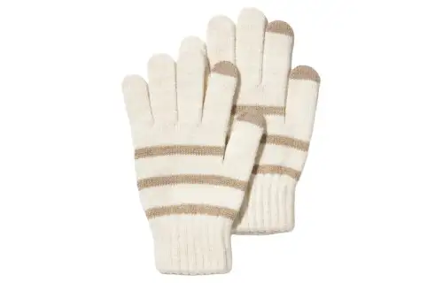 UNIQLO Knit Gloves Kids' Ivory/Navy Blue
