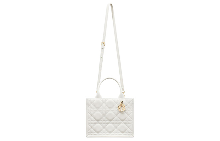 DIOR Removable adjustable leather straps, shopping bag, shoulder bag, small white one-shoulder bag