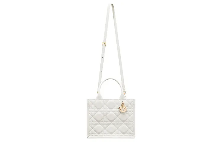 DIOR BookTote Cow Leather Tote Bag, Shopping Bag, Crossbody Bag, One Shoulder Handbag Small Women's Milk White