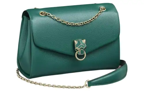 CARTIER Panthère De Cartier Calfskin Shoulder Bag, Crossbody Bag Small Women's Bright Green