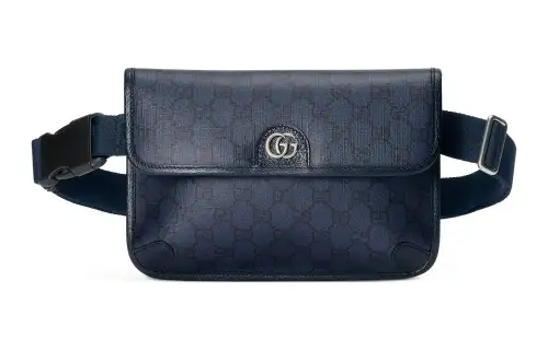 GUCCI Ophidia Canvas With Leather Sling Bag One Shoulder Crossbody Fanny Pack Small Men's Blue & Black