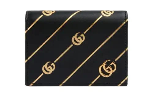 GUCCI Leather Flap Bag, Wallet, Card Holder Women's Black
