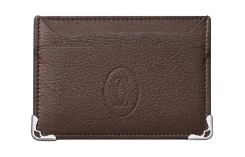 CARTIER Must De Cartier Calfskin Card Holder Women's Chocolate