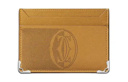 CARTIER Must De Cartier Calfskin Card Holder Card Holder Women's Brown Yellow