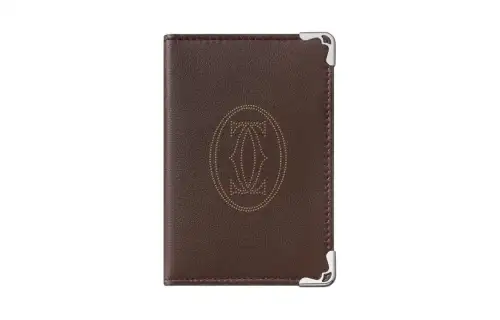 CARTIER Must De Cartier Calfskin Card Holder Women's Chocolate