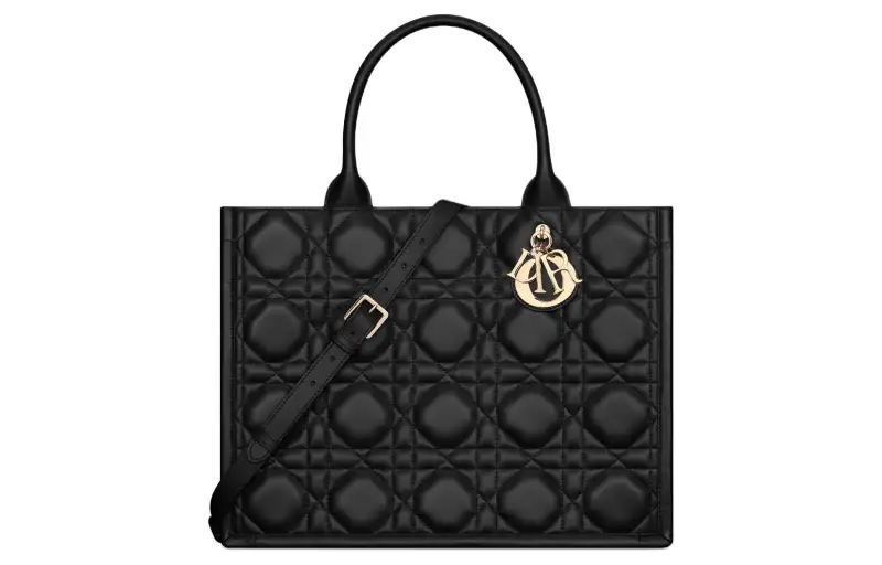 DIOR BookTote Cow Leather Handbag Medium Women's Black