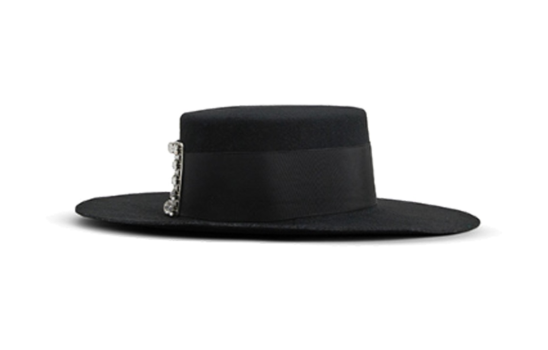 Roger Vivier Roger Vivier Solid Color Decoration Wool Top Hat Unisex Couple Style Black