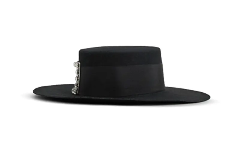 Roger Vivier Roger Vivier Solid Color Decoration Wool Top Hat Unisex Couple Style Black