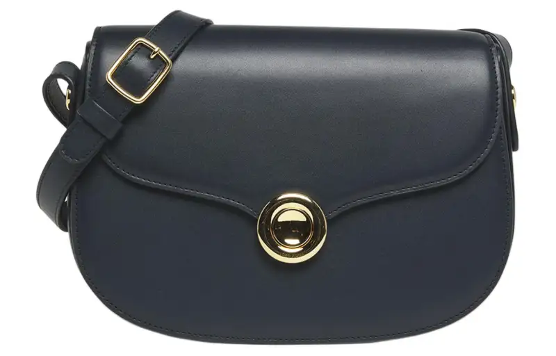 Loro Piana Leather Saddle Bag, Shoulder Bag, Crossbody Bag Small Women's Anchor Blue