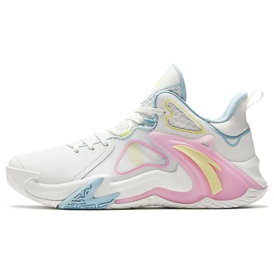ANTA Basketball Shoes Men Low-Top White Blue/Pink