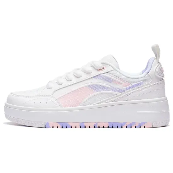 LINING Floating Light Skateboard Shoes Women's Low-Top White Purple/Pink