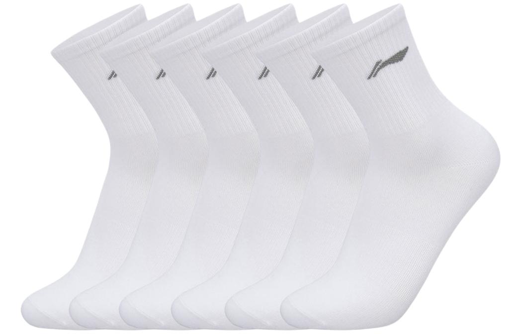 Li Ning Fitness Series Crew Socks Unisex 6 Pack