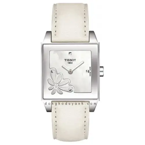 TISSOT Quartz Movement 30m Waterproof Women's Watch 25mm White Dial Stainless Steel Case Cow Leather Strap