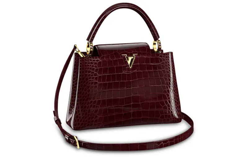 LOUIS VUITTON Capucines Crocodile Leather Kapsyn Shoulder Bag, Crossbody Bag, Handbag Medium Women's Burgundy