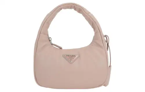 PRADA Lambskin Crossbody One Shoulder Handbag Women's Beige Pink