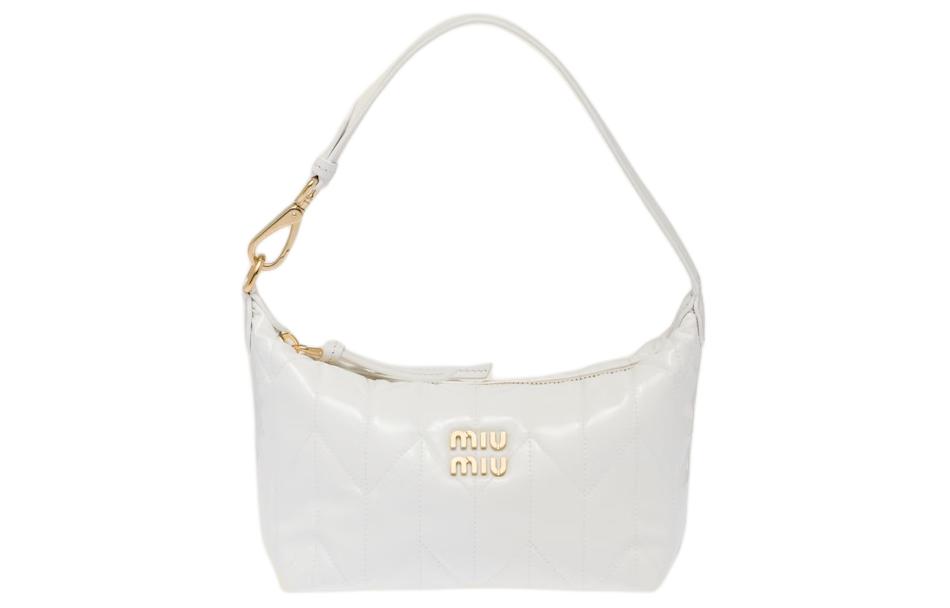 MIU MIU Spirit Patent Leather Handbag, Shoulder Bag Women's White