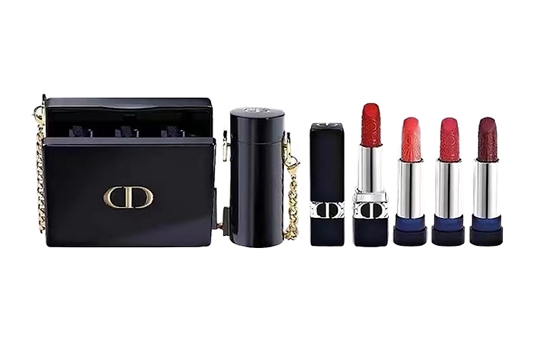DIOR Dior Fierce Blue Gold Embossed Satin Lipstick Gift Box Oil Control Easy Color Velvet Glitter Satin Matte Set of Four