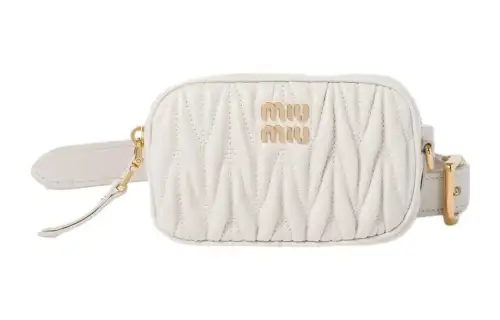 MIU MIU Matelassé Leather Fanny Pack Women's White