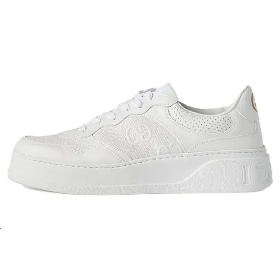GUCCI Gg Embossed White Leather