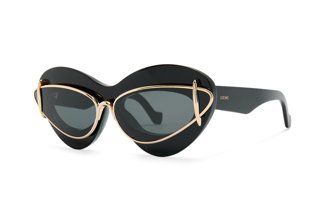 LOEWE Acetate Metal Aviator Sunglasses Men's Black