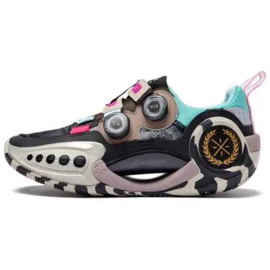 LINING WOW 9 Basketball Shoes Men Low-Top Black Blue/Pink