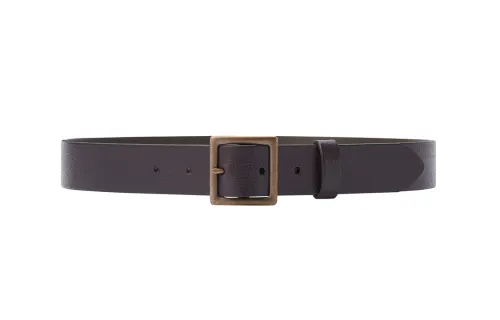 UNIQLO Solid Color Decoration Leather Belts Men's Black/Umber Width 3.8CM