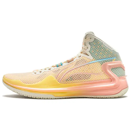 LINING Liren 4 Basketball Shoes Men Mid-Top Neon Creamy Yellow/Light Antique Yellow/Cool Blue