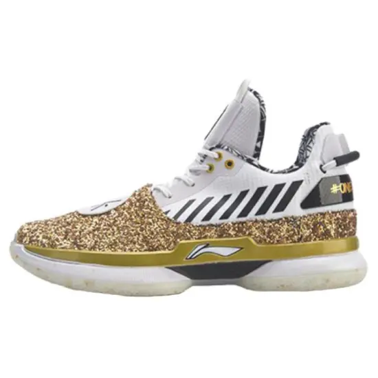 LINING WOW 7 Basketball Shoes Men Low-Top Gold White