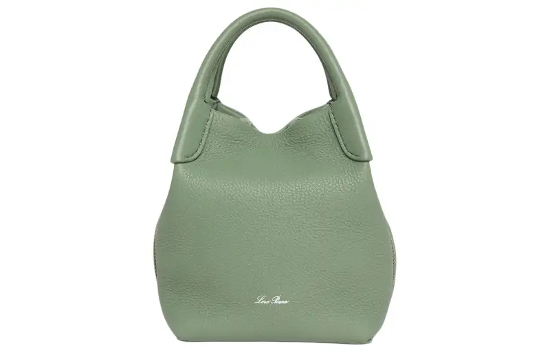 Loro Piana Grain Leather One Shoulder Handbag Women's Sage Green