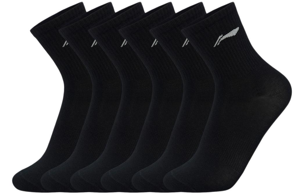 Li Ning Fitness Series Crew Socks Unisex 6 Pack