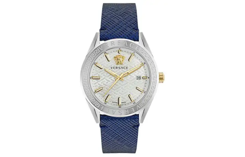 VERSACE Versace, quartz watch, white dial for men and women, perfume, fashionable blue gift box, quartz mechanism, Switzerland, for beloved