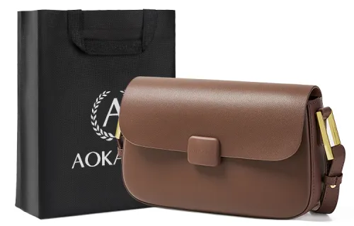 AOKANG bag is fashionable, versatile, high-end, simple and elegant, solid color, good-looking, commuter bag for women, practical and lightweight for going out, cowhide, small square bag, armpit shoulder bag, crossbody bag, small size, women's style, dark coffee color/milkshake white/classic black