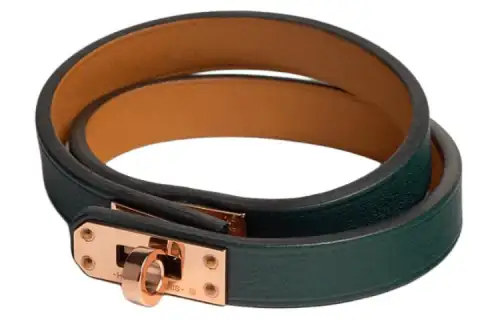 HERMES Calfskin, Rose Gold Plated Wristbands Women's Jasper