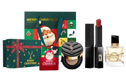 YSL Saint Laurent Lipstick Cushion Perfume Christmas Gift Box Eau de Liberty ETP+Black Leather Cushion B20+Small Black Strip 302/314 Improves Complexion